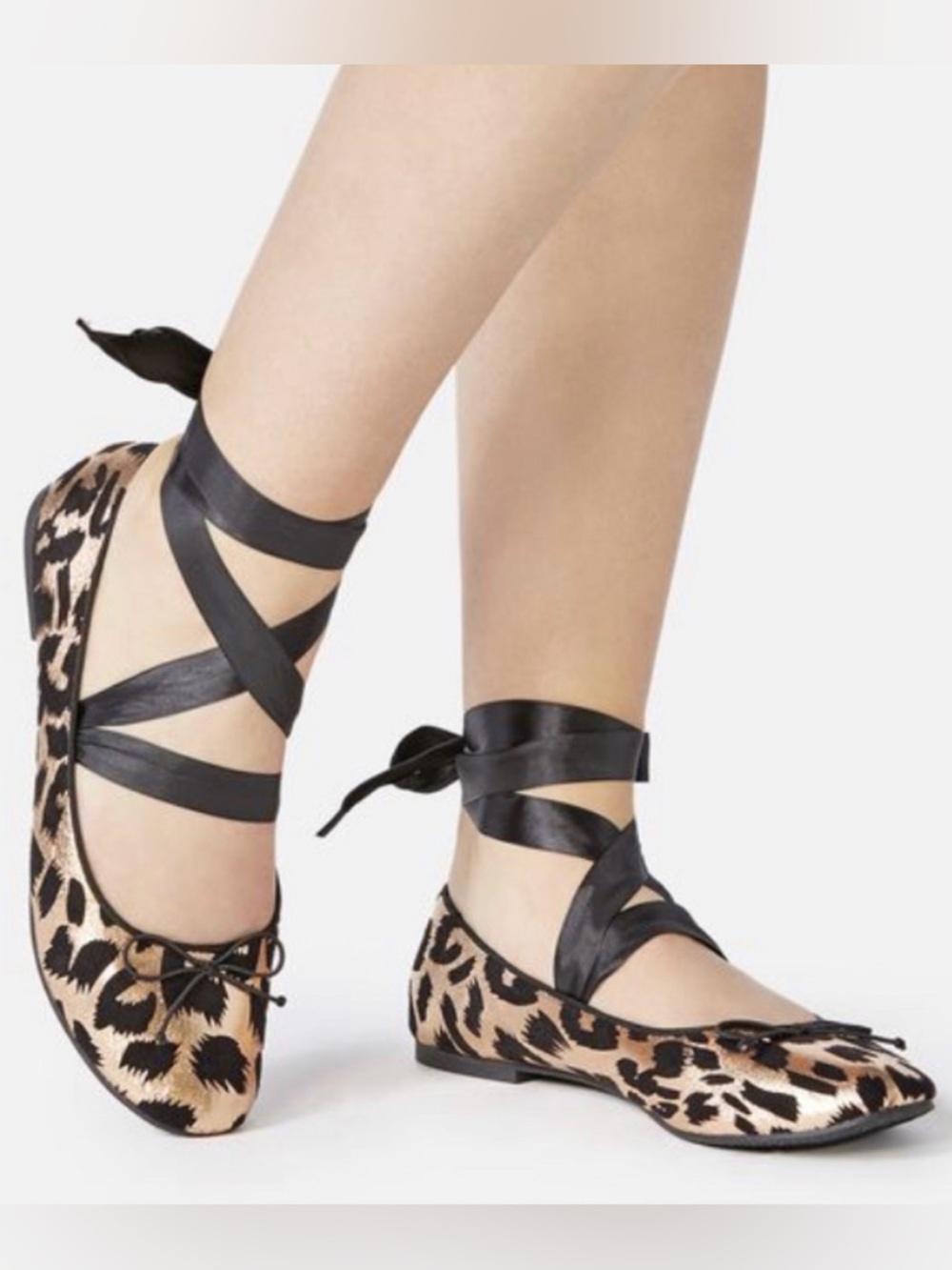 💥2/$33💥 JustFab Metallic Leopard Print Ballet Flats